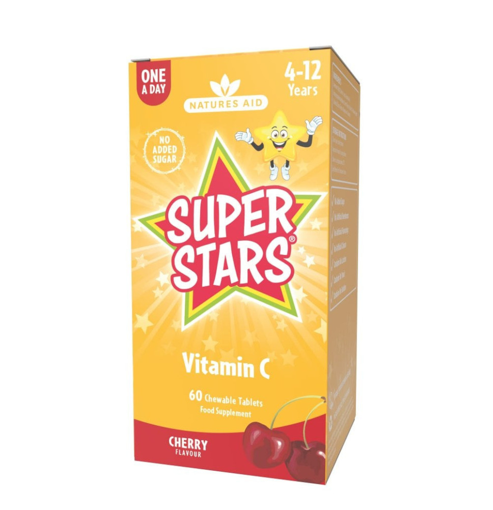 Хүүхдийн витамин С Super Stars  №60 зажилдаг шахмал Цахиур төмөр